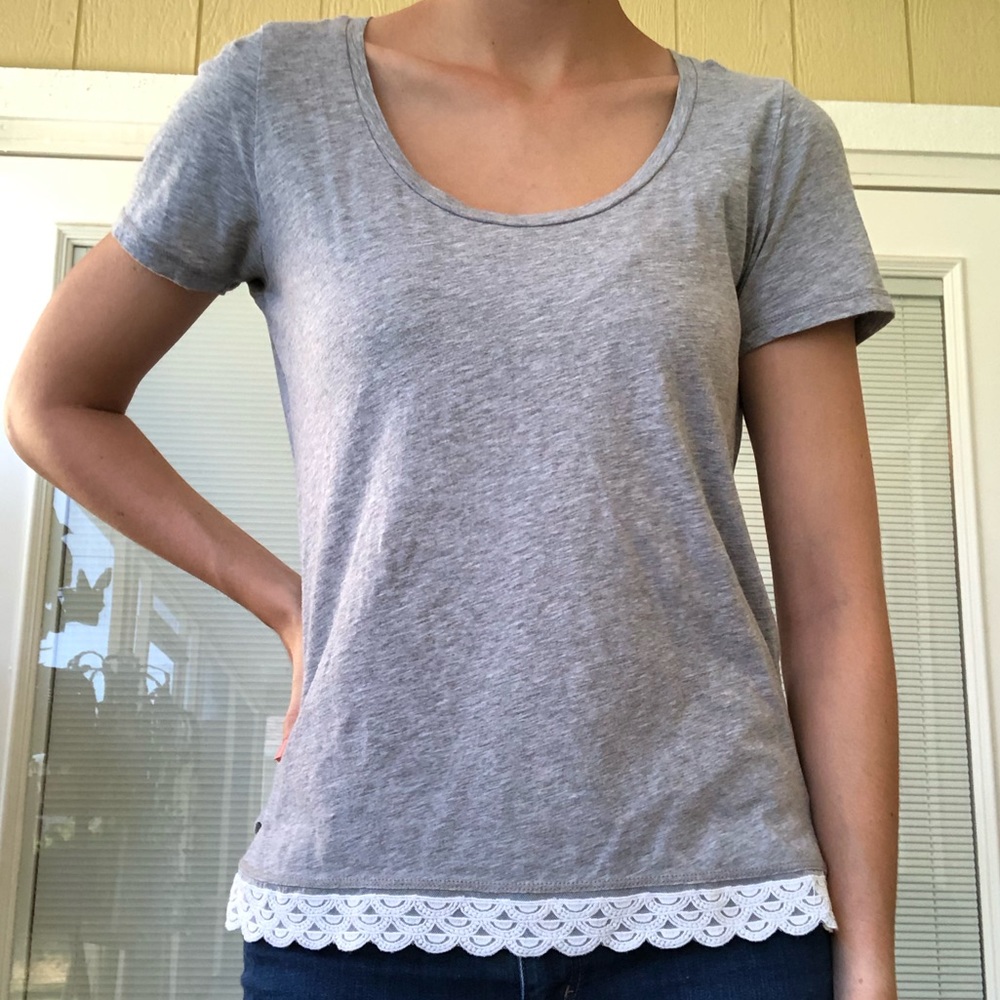 J. Crew short sleeve tee with lace detail
